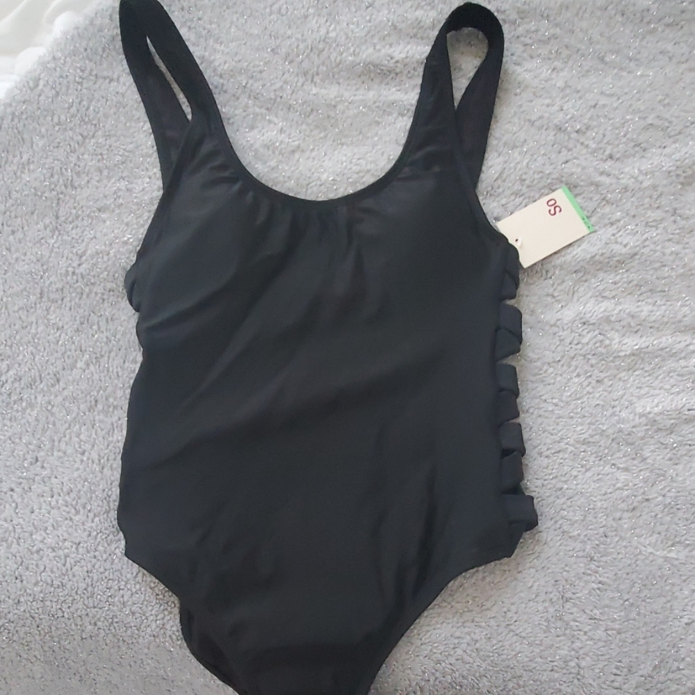 So black one piece black bathing suit